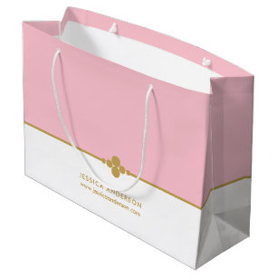 Elegant Pink Gold Custom Large Gift Bag