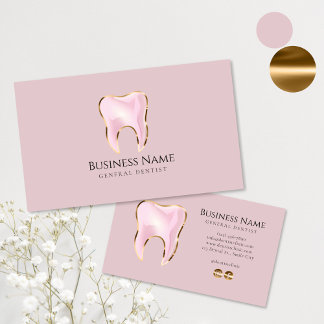 Elegant Pink & Gold Dental Business Card Template 
