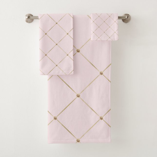 ELEGANT PINK GOLD DIAMOND BATHROOM TOWEL SET (Insitu)