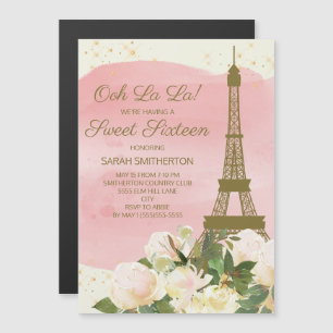 Elegant Pink Gold Eiffel Tower Paris Sweet 16 