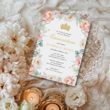 Elegant Pink & Gold Floral Quinceañera
