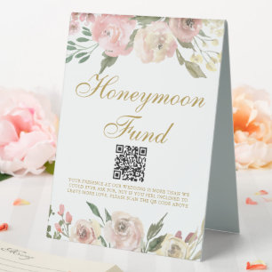 Elegant Pink Gold Floral Wedding Honeymoon Fund