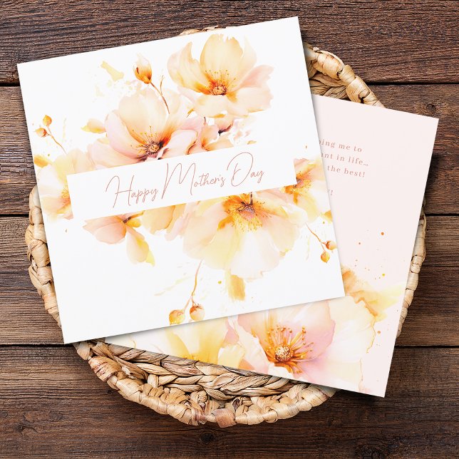 Elegant Pink Gold Flowers Mother's Day Holiday Card (Elegant Pink Gold Flowers Mother's Day Holiday Card)