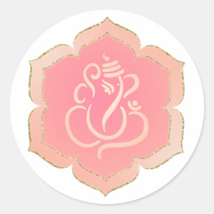 Elegant Pink Gold Ganesh/ Indian God Classic Roun Classic Round Sticker