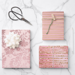 Elegant Pink Gold Glam Luxury  Wrapping Paper Sheet