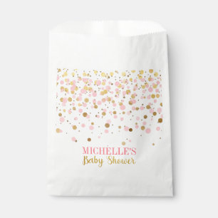 Elegant Pink Gold Glitter Confetti Baby Shower Favour Bags