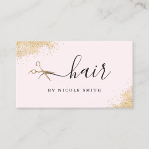 Elegant pink gold glitter scissors hair  business card