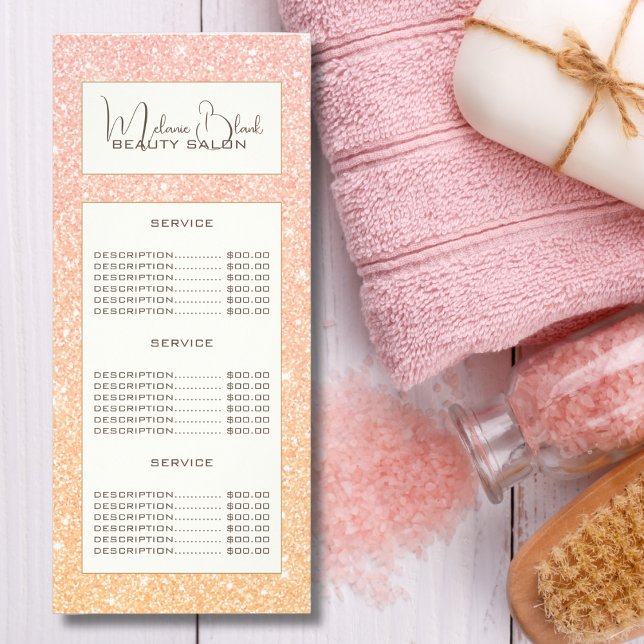 Elegant Pink Gold Glitter Sparkle Beauty Salon Spa Rack Card (Creator Uploaded)