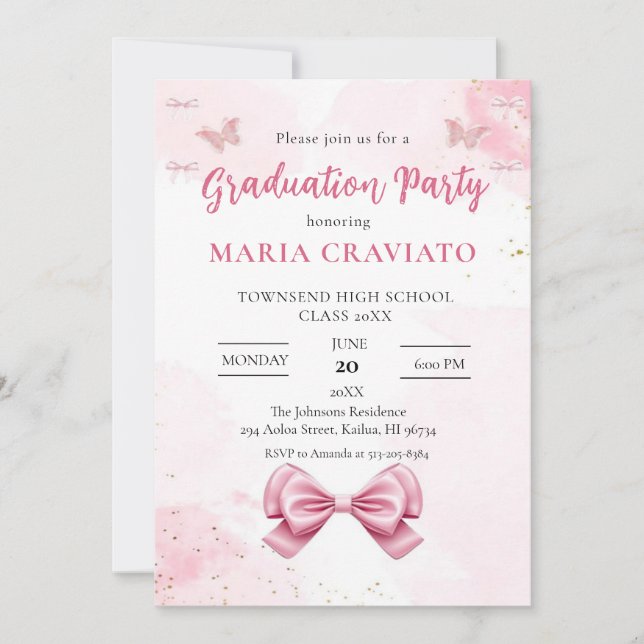 Elegant Pink & Gold Graduation Party Invitation