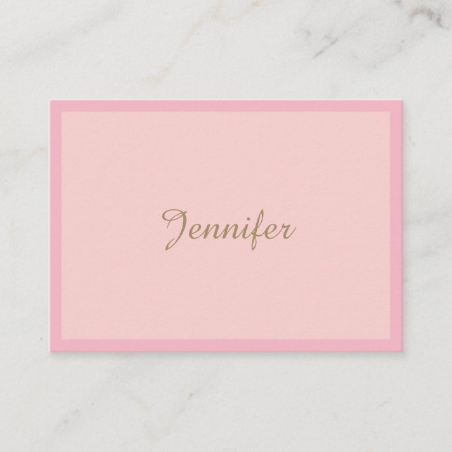 Elegant Pink Gold Hand Script Graceful Template Business Card (Front)