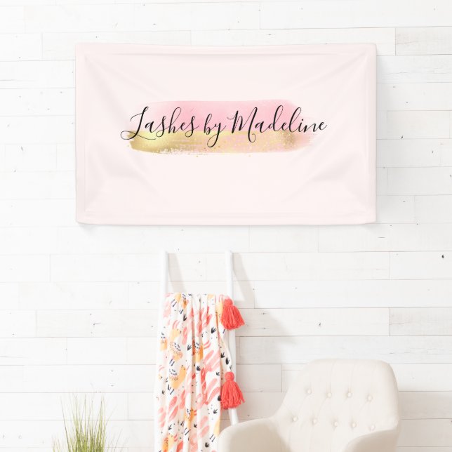 Elegant Pink Gold Makeup Beauty Hair Nail Salon Banner (Insitu)