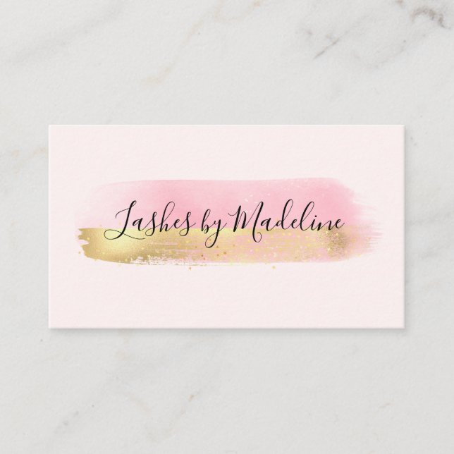 Elegant Pink Gold Makeup Beauty Lash Nail Salon Business Card (Front)