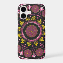 Elegant Pink Gold Mandala, Boho Zen Dot Art Flower