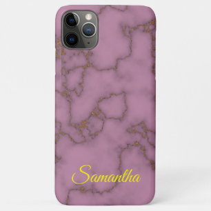 Elegant Pink & Gold Marble with Personalised Name iPhone 11 Pro Max Case