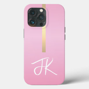 Elegant Pink Gold Metal Custom monogrammed iPhone 13 Pro Case