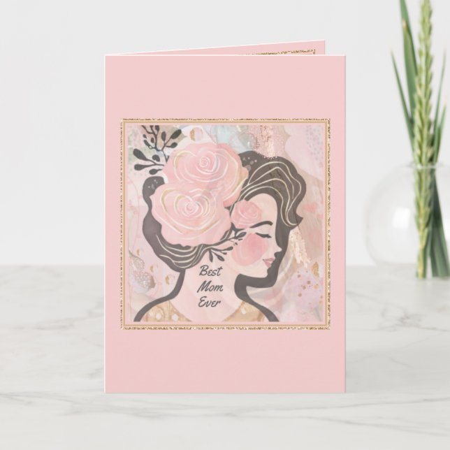 Elegant Pink Gold Mother’s Day Keepsake Card (Front)