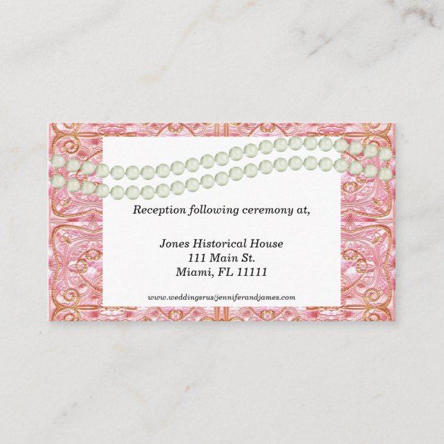 Elegant Pink, Gold, & Pear Wedding enclosure cards (Front)