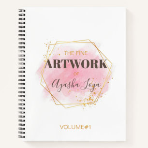 Elegant Pink Gold Personalised Artist Sketchbook  Notebook