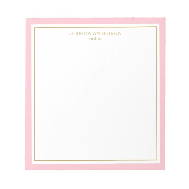Elegant Pink Gold Personalised Notepad (Front)
