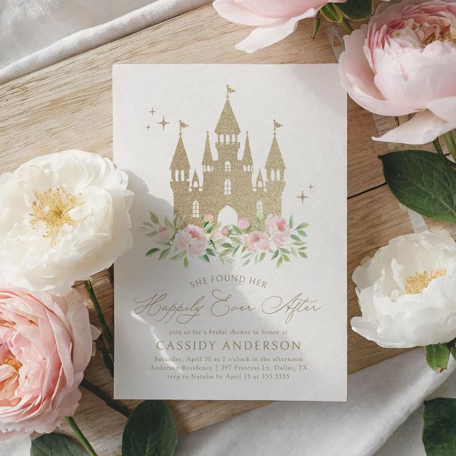 Elegant Pink Gold Princess Bridal Shower Invitation (Creator Uploaded)