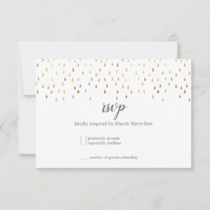 Elegant Pink & Gold Raindrops Bat Mitzvah RSVP Card