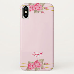 Elegant Pink & Gold Roses iPhone X Case