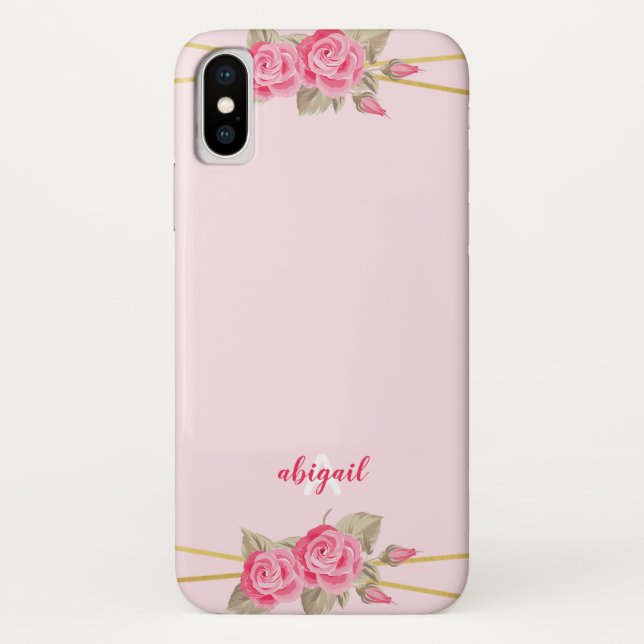 Elegant Pink & Gold Roses Case-Mate iPhone Case (Back)