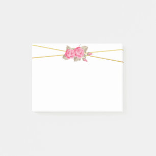 Elegant Pink & Gold Roses Post-it Notes