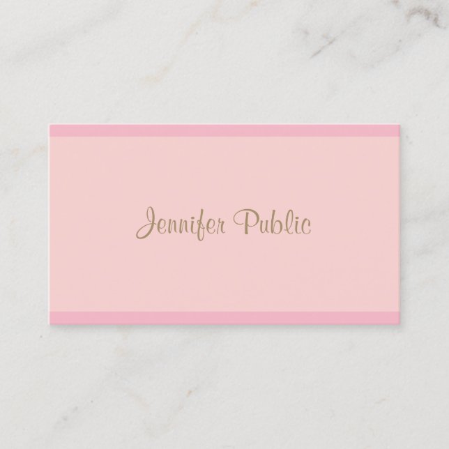 Elegant Pink Gold Script Modern Template Trendy Business Card (Front)