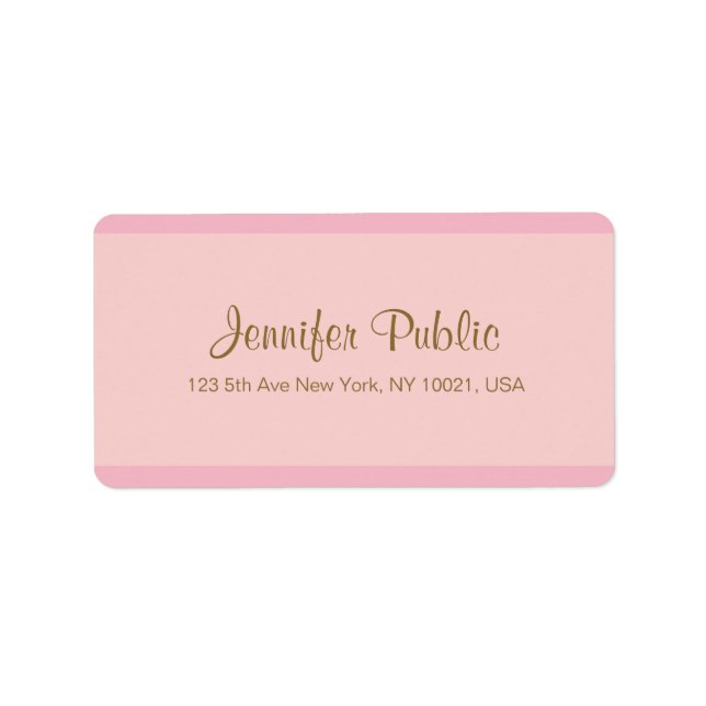 Elegant Pink Gold Script Trendy Template Address Label (Front)