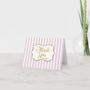 Elegant Pink Gold Stripe Thank You