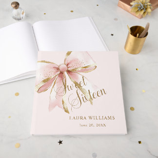 Elegant Pink & Gold Sweet Sixteen Birthday Guest Book