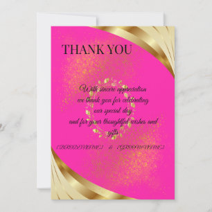Elegant Pink & Gold Thank You Card