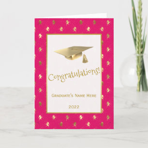Elegant Pink Gold Unicorns Graduation Card
