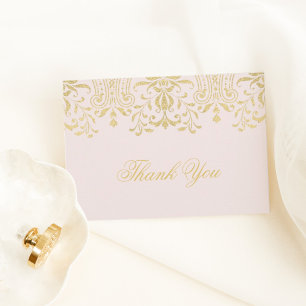 Elegant Pink Gold Vintage Damask Card
