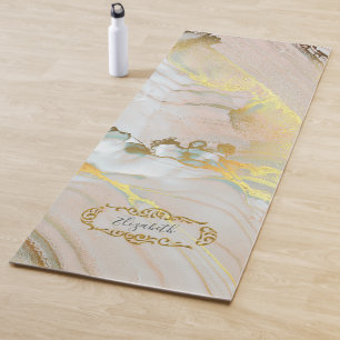 Elegant Pink Gold Workout Gym Monogrammed Yoga Mat