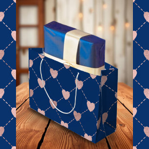 Elegant Pink Golden Heart Pattern chic romantic Large Gift Bag