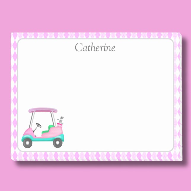 Elegant Pink Golf Cart Name Post-it Notes (Creator Uploaded)
