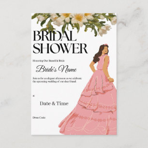 Elegant Pink Gown Bridal Shower Invitation 