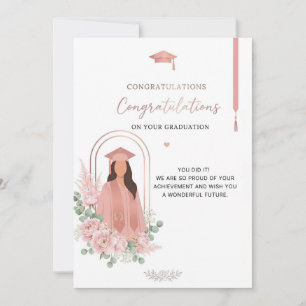 Elegant Pink Graduation Card Congratulations