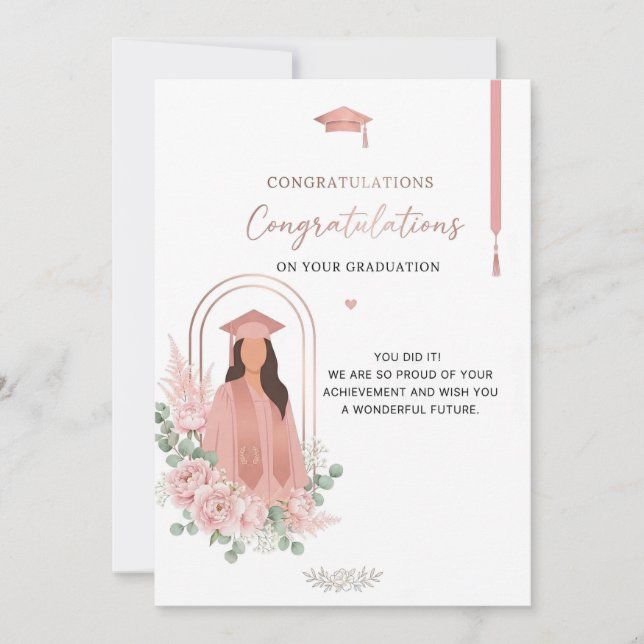 Elegant Pink Graduation Card | Congratulations (Front)