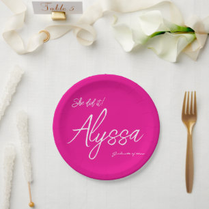 Elegant Pink Graduation Party She Did It Paper Plate