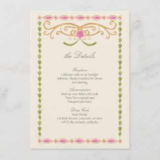 Elegant Pink Green and Gold Hand-Drawn Watercolor Enclosure Card