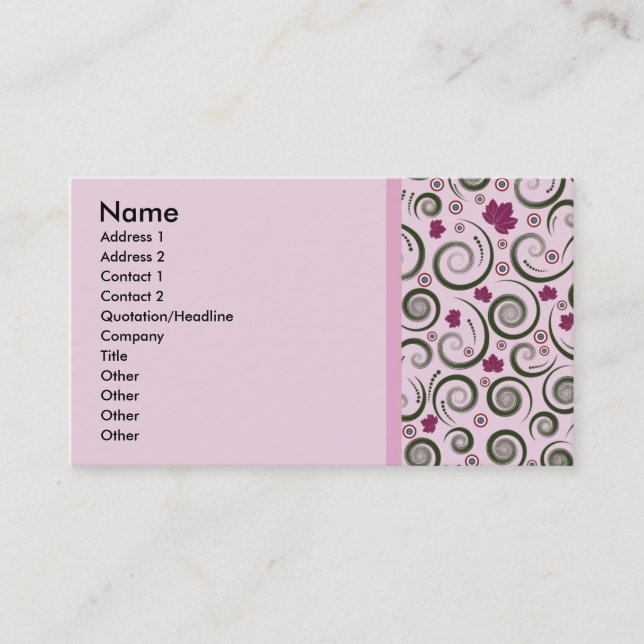 Elegant Pink Green Business Card (Front)