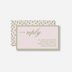 Elegant Pink Green Dots Wedding Enclosure Card