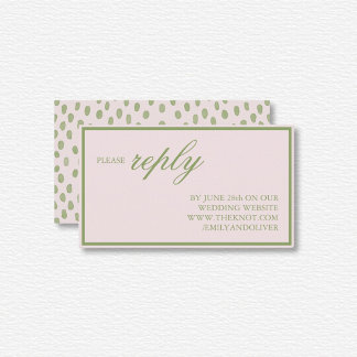 Elegant Pink Green Dots Wedding Enclosure Card