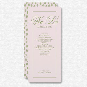 Elegant Pink Green Dotted Wedding Program
