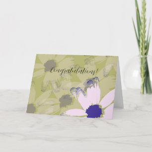 Elegant Pink Green Floral Congratulations Card