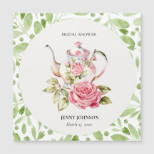 Elegant Pink Green Floral Flowers Bridal Shower