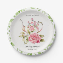 Elegant Pink Green Floral Flowers Bridal Shower